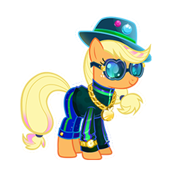 Size: 270x270 | Tagged: safe, applejack, earth pony, pony, 80s, gameloft, makeup, retro, run dmc, simple background, solo, transparent background, vector