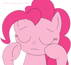 Size: 1352x1240 | Tagged: artist needed, safe, pinkie pie, earth pony, pony, eyes closed, female, mare, meme, pacha, ponk, simple background, solo, text, transparent background, when x just right