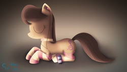 Size: 3456x1944 | Tagged: safe, artist:cosmikvek, octavia melody, earth pony, pony, clothes, dream theater, earbuds, eyes closed, ipod, simple background, smiling, socks, solo, striped socks