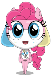 Size: 2200x3236 | Tagged: safe, artist:keronianniroro, pinkie pie, hybrid, crossover, cutie mark, hat, keponian, keronian, keroro gunsou, looking at you, open mouth, sergeant frog, simple background, species swap