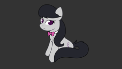 Size: 1280x720 | Tagged: safe, artist:juggybuggy305, octavia melody, earth pony, pony, female, gray background, looking at you, mare, simple background, sitting, solo