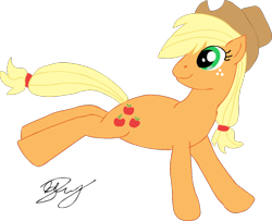 Size: 862x700 | Tagged: safe, artist:monsieurzemuya, applejack, earth pony, pony, female, mare, signature, simple background, solo, transparent background