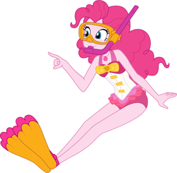 Size: 1024x1003 | Tagged: safe, artist:shoxxe, artist:zefrenchm, pinkie pie, better together, equestria girls, :3, clothes, female, geode of sugar bombs, magical geodes, simple background, snorkel, solo, swimsuit, transparent background, vector