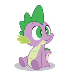 Size: 600x630 | Tagged: safe, artist:korikian, spike, dragon, baby, baby dragon, cute, fangs, green eyes, male, sideways glance, simple background, sitting, smiling, solo, spikabetes, vector, white background