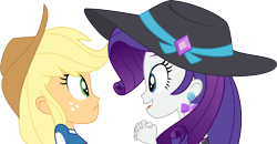 Size: 5787x3000 | Tagged: safe, artist:aqua-pony, applejack, rarity, better together, equestria girls, lost and found, .svg available, absurd resolution, clothes, duo, duo female, female, hat, simple background, swimsuit, transparent background, vector