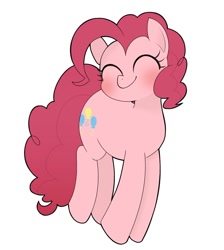 Size: 958x1069 | Tagged: safe, artist:manachaaaaaaaa, pinkie pie, earth pony, pony, blushing, cute, eyes closed, female, mare, open mouth, simple background, smiling, solo, white background