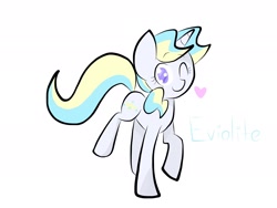 Size: 2048x1536 | Tagged: safe, artist:periwinkietwinkie, oc, oc only, oc:eviolite, pony, unicorn, female, mare, offspring, one eye closed, parent:prince blueblood, parent:trixie, parents:bluetrix, simple background, solo, white background, wink