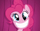 Size: 129x100 | Tagged: safe, screencap, pinkie pie, pony, the ticket master, animated, blinking, cropped, gif, gif for breezies, picture for breezies, smiling, solo, tongue out