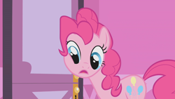 Size: 1280x720 | Tagged: safe, screencap, pinkie pie, pony, suited for success, pink, solo, squishy cheeks