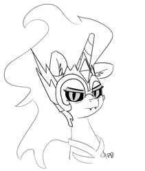 Size: 6234x7379 | Tagged: safe, artist:pabbley, daybreaker, alicorn, pony, a royal problem, absurd resolution, bust, female, grayscale, mare, monochrome, portrait, simple background, solo, white background