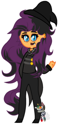 Size: 656x1348 | Tagged: safe, artist:midnightamber, oc, oc only, oc:moore-bid, oc:stiches, equestria girls, coat markings, cute, cute little fangs, ear piercing, earring, equestria girls-ified, fangs, female, hat, jewelry, lip piercing, piercing, plushie, simple background, toy, white background