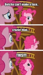 Size: 236x408 | Tagged: safe, edit, edited screencap, screencap, pinkie pie, earth pony, pony, too many pinkie pies, clone, comic, duo, g3 faic, pinkie blind, pinkie clone, screencap comic, text