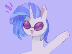 Size: 1027x774 | Tagged: safe, artist:twico, dj pon-3, vinyl scratch, pony, unicorn, blue background, cute, open mouth, simple background, solo, vinylbetes