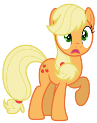 Size: 4756x6004 | Tagged: safe, artist:estories, applejack, earth pony, pony, absurd resolution, blonde, female, hatless, missing accessory, raised hoof, simple background, solo, transparent background, vector