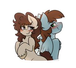 Size: 4200x3800 | Tagged: safe, artist:whitepone, oc, oc only, oc:charlie, oc:sorren, earth pony, pegasus, pony, absurd resolution, blushing, charren, female, male, mare, simple background, stallion, straight, unshorn fetlocks, white background