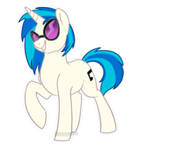 Size: 500x420 | Tagged: safe, artist:darkodraco, dj pon-3, vinyl scratch, pony, unicorn, female, mare, raised hoof, simple background, smiling, solo, sunglasses, transparent background