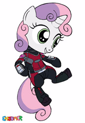 Size: 2548x3676 | Tagged: safe, artist:enzomersimpsons, sweetie belle, pony, ant-man, crossover, my little avengers, simple background, solo, white background