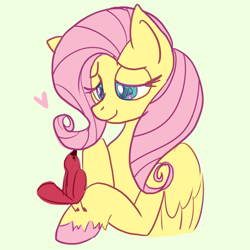 Size: 730x730 | Tagged: safe, artist:imp-da-cat, edit, fluttershy, bird, pegasus, pony, colored hooves, cropped, cute, female, heart, lidded eyes, mare, shyabetes, simple background, smiling, solo, white background