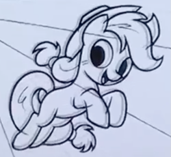 Size: 561x516 | Tagged: safe, applejack, earth pony, pony, animatic, black and white, grayscale, monochrome, solo, solo focus