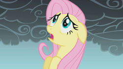 Size: 1280x720 | Tagged: safe, screencap, fluttershy, pegasus, pony, dragonshy, female, mare, open mouth, smole, solo