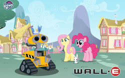 Size: 1280x800 | Tagged: safe, artist:balabinobim, fluttershy, pinkie pie, pegasus, pony, robot, disney, pixar, reference, reference cartoon, wall-e