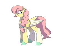 Size: 1280x854 | Tagged: safe, artist:itstechtock, fluttershy, pegasus, pony, alternate design, simple background, solo, transparent background, two toned wings