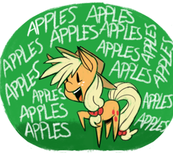 Size: 500x441 | Tagged: safe, artist:fauxsquared, part of a set, applejack, earth pony, pony, apple, applejack's hat, applenese, cowboy hat, female, freckles, hat, mare, solo, that pony sure does love apples