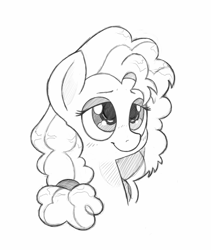 Size: 1189x1406 | Tagged: safe, artist:trickydick, pear butter, pony, the perfect pear, bust, monochrome, portrait, simple background, solo, white background