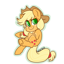 Size: 1024x1024 | Tagged: safe, artist:twisted-sketch, applejack, earth pony, pony, deviantart watermark, female, mare, simple background, solo, watermark, white background