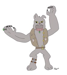 Size: 681x768 | Tagged: safe, artist:pizzamovies, oc, oc only, oc:grudder, diamond dog, pony, belt, button, claws, clothes, collar, diamond dog oc, golden eyes, horn, jewel, jewelry, simple background, vest, white background
