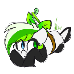 Size: 2048x2048 | Tagged: safe, artist:vanillashineart, oc, oc only, oc:bamboo, panda pony, pony, female, high res, prone, simple background, solo, white background