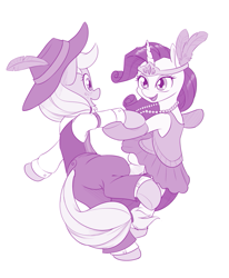 Size: 823x1000 | Tagged: safe, artist:dstears, applejack, rarity, earth pony, pony, unicorn, atg 2018, cute, dancing, female, jackabetes, lesbian, love, mare, newbie artist training grounds, raribetes, rarijack, shipping, simple background, smiling