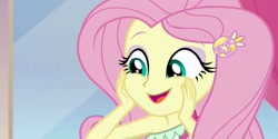 Size: 2000x1000 | Tagged: safe, screencap, fluttershy, better together, equestria girls, i'm on a yacht, beautiful, cute, shyabetes, smiling, solo, wrong aspect ratio