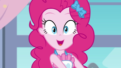 Size: 1280x720 | Tagged: safe, screencap, pinkie pie, better together, equestria girls, the craft of cookies, cute, diapinkes, happy, looking at you, smiling, solo