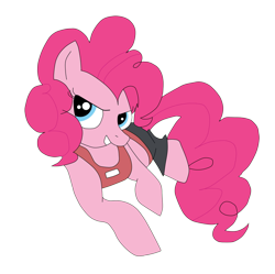 Size: 1402x1399 | Tagged: safe, artist:dragondaak, pinkie pie, earth pony, pony, clothes, crossover, female, mare, nintendo, pants, simple background, solo, super smash bros., tanktop, transparent background, wii fit, wii fit trainer