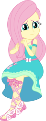 Size: 2301x6000 | Tagged: safe, artist:cloudyglow, fluttershy, better together, equestria girls, game stream, clothes, cute, dress, dress interior, female, geode of fauna, magical geodes, shyabetes, simple background, sitting, solo, transparent background, vector