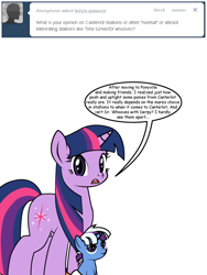 Size: 600x800 | Tagged: safe, artist:dekomaru, twilight sparkle, oc, oc:nebula, pony, unicorn, ask, baby, baby pony, colt, magical lesbian spawn, male, offspring, parent:trixie, parent:twilight sparkle, parents:twixie, simple background, tumblr, tumblr:ask twixie, white background