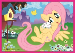 Size: 1334x934 | Tagged: safe, angel bunny, fluttershy, bird, pegasus, pony, angelbetes, cute, daaaaaaaaaaaw, official art, shyabetes, vector