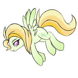 Size: 2200x2200 | Tagged: safe, artist:waffleponypanda, oc, oc only, oc:golden sap, pony, female, flying, magical lesbian spawn, offspring, parent:fluttershy, parent:lightning dust, simple background, solo, spread wings, white background, wings