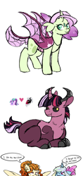 Size: 2120x4510 | Tagged: safe, artist:waffleponypanda, oc, oc only, oc:illusion gem, oc:ire dusk, oc:mass love, oc:needle heart, changedling, changeling, hybrid, absurd resolution, changeling oc, heart, interspecies offspring, magical gay spawn, offspring, parent:bulk biceps, parent:lord tirek, parent:rainbow dash, parent:spike, parent:starlight glimmer, parent:thorax, parent:tree hugger, parent:trixie, parents:bulkhugger, parents:thoraxspike, simple background, spread wings, white background, wings