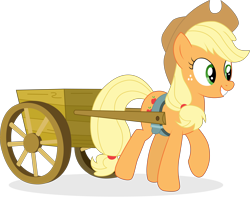 Size: 10000x8848 | Tagged: safe, artist:cirillaq, applejack, earth pony, pony, absurd resolution, cart, simple background, solo, transparent background, vector