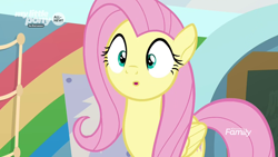 Size: 1280x720 | Tagged: safe, screencap, fluttershy, pegasus, pony, she's all yak, cute, shyabetes, surprised