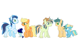 Size: 6000x3000 | Tagged: safe, artist:detoxx-retoxx, applejack, soarin', oc, oc:cyclone, oc:gala breeze, oc:jonathan apple, oc:texas sunrise, earth pony, pegasus, pony, baby, baby pony, base used, colt, cowboy hat, family, female, filly, hat, male, offspring, parent:applejack, parent:soarin', parents:soarinjack, shipping, sideburns, simple background, soarinjack, stallion, straight, transparent background