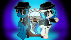 Size: 3840x2160 | Tagged: safe, artist:agkandphotomaker2000, dj pon-3, vinyl scratch, oc, oc:pony video maker, pony, bit, blues brothers, canon x oc, coin, jukebox, pop culture, reference, videoscratch