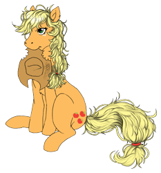 Size: 951x1020 | Tagged: safe, artist:ichigomaru, applejack, earth pony, pony, applejack's hat, cowboy hat, eating, hat, simple background, sitting, solo, transparent background