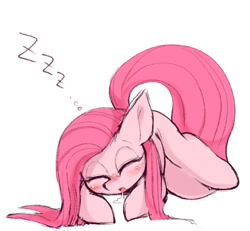 Size: 594x550 | Tagged: safe, artist:91o42, pinkie pie, earth pony, pony, blushing, cute, cuteamena, eyes closed, female, mare, open mouth, pinkamena diane pie, sleeping, solo, zzz