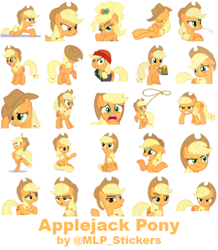 Size: 364x418 | Tagged: safe, artist:mlpcreativelab, applejack, earth pony, pony, applejewel, behaving like a chicken, captain jackbeard, lasso, rope, telegram sticker