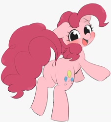 Size: 918x1013 | Tagged: safe, artist:manachaaaaaaaa, pinkie pie, pony, balloonbutt, butt, featureless crotch, female, looking back, mare, plot, solo