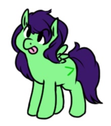 Size: 498x566 | Tagged: safe, artist:breezietype, oc, oc only, oc:implicita, pegasus, pony, /mlp/, doodle, female, filly, needs more blur, offspring, simple background, tongue out, white background