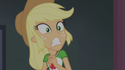Size: 1280x720 | Tagged: safe, screencap, applejack, better together, equestria girls, opening night, solo